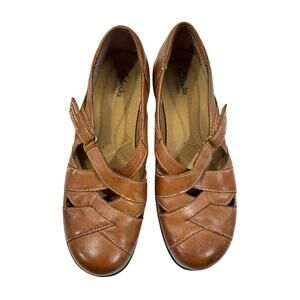 Clarks Bendables Women’s Mary Jane 8.5 M Brown Leather Shoes Comfort Woven